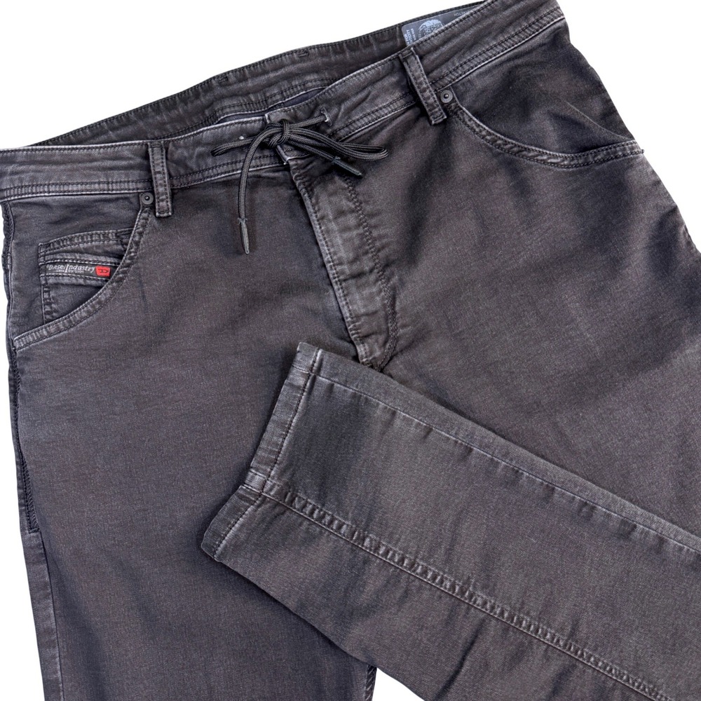 Diesel Krooley CB-NE JoggJeans Men 36x31 Black Faded Tapered Stretch Drawstring